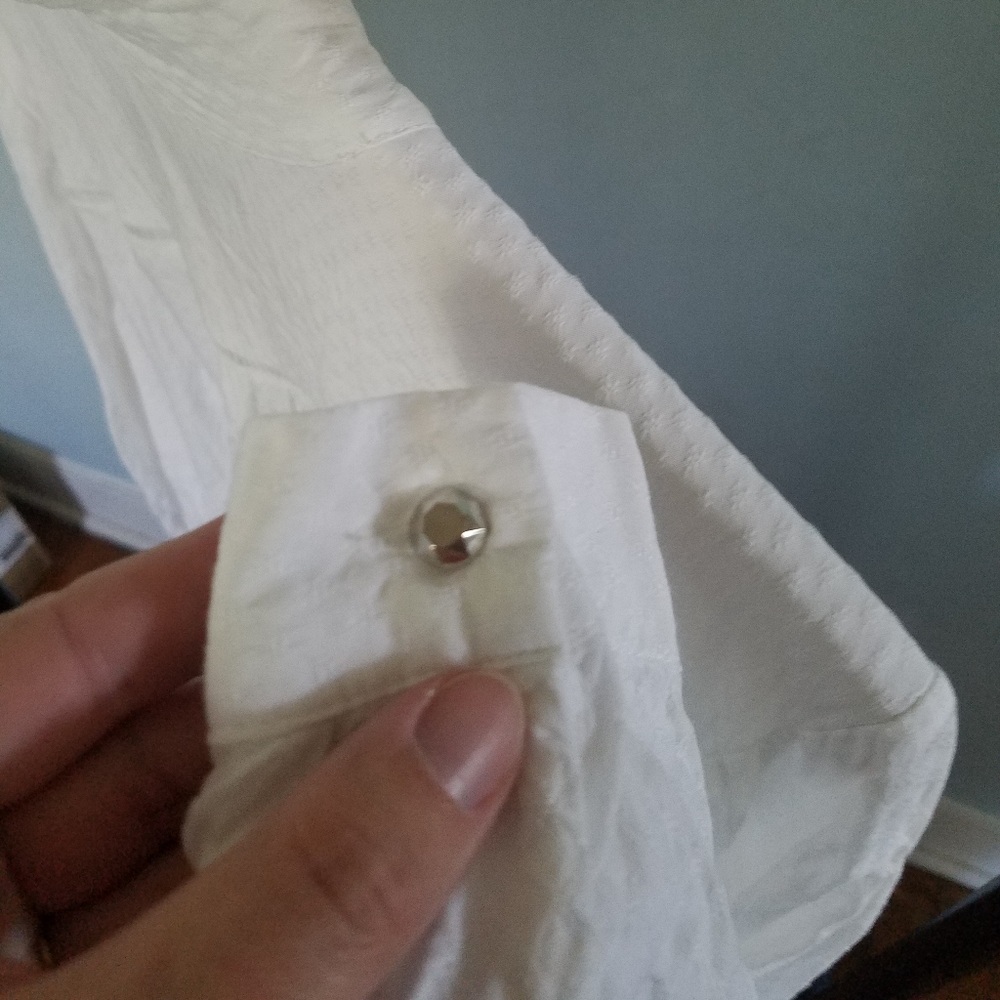 Banana Republic Tie Neck White Button Down Shirt - Picture 5 of 7